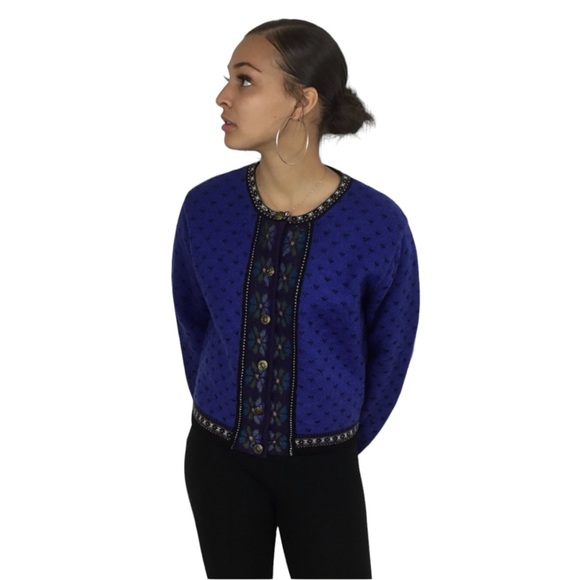 TALLY HO VTG Boiled Wool Fair Isle Nordic Sweater Grandmother - Picture 7 of 9